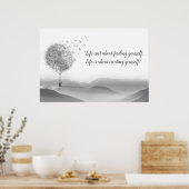 Dandelion Air Balloon Gray Mountains Mystical Poster (Küche)