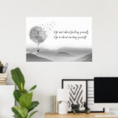 Dandelion Air Balloon Gray Mountains Mystical Poster (Heimbüro)