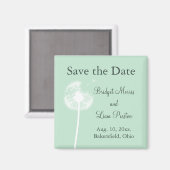 Dandelion auf Mint Save the Date Magnet (Vorderseite/Rückseite)