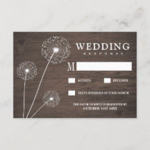 Dandelion Barn Wood Country Wedding RSVP Cards