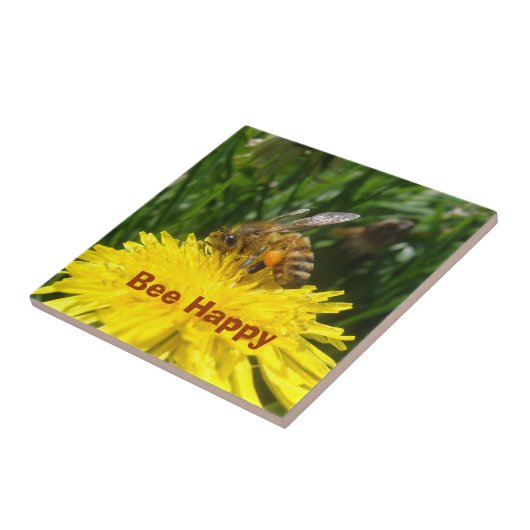 Dandelion Bee Happy Fliese (Seite)