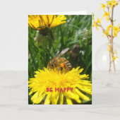 Dandelion Bee Happy Karte (Gelbe Blume)