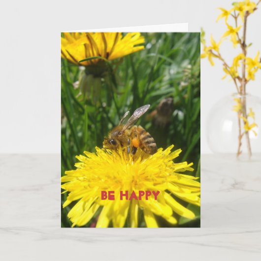 Dandelion Bee Happy Karte (Gelbe Blume)