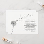 Dandelion Beileid für Loss Condolences flach Karte (Vorderseite/Rückseite Beispiel)