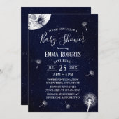 Dandelion bläst Starry Night Baby Dusche Einladung (Vorne/Hinten)