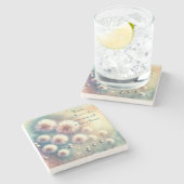 Dandelion Blowball & Zitat Steinuntersetzer (Seitenansicht)