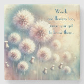 Dandelion Blowball & Zitat Steinuntersetzer (Vorderseite)