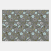 Dandelion Blue Gray Blume Muster Geschenkpapier Set (Vorderseite)