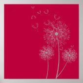 Dandelion-Blume auf rosa Art Poster (Vorne)