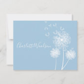 Dandelion Blume Dusty Blue Script Name Note Card Mitteilungskarte (Vorderseite)