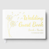 Dandelion Blume Gold Foil Wedding Guest Book Gästebuch (Vorderseite)