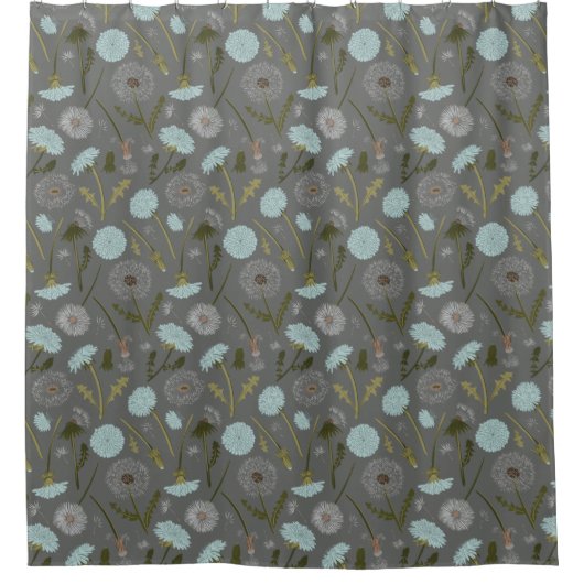 Dandelion Blume Grau Blau Duschvorhang (Vorderseite)