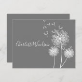 Dandelion Blume Graue Skriptnamenskarte Mitteilungskarte (Vorne/Hinten)
