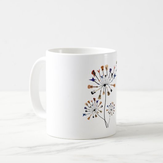 Dandelion Blume Musikgeschenk für Gitarrist Kaffeetasse (Vorderseite Links)