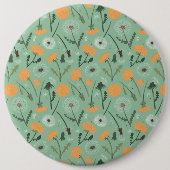 Dandelion Blume Orangefarbenes Muster Button (Vorderseite)