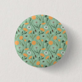 Dandelion Blume Orangefarbenes Muster Button