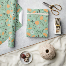 Dandelion Blume Orangefarbenes Muster Geschenkpapier