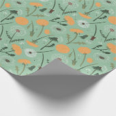 Dandelion Blume Orangefarbenes Muster Geschenkpapier (Ecke)