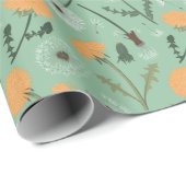 Dandelion Blume Orangefarbenes Muster Geschenkpapier (Rolleneckpunkt)
