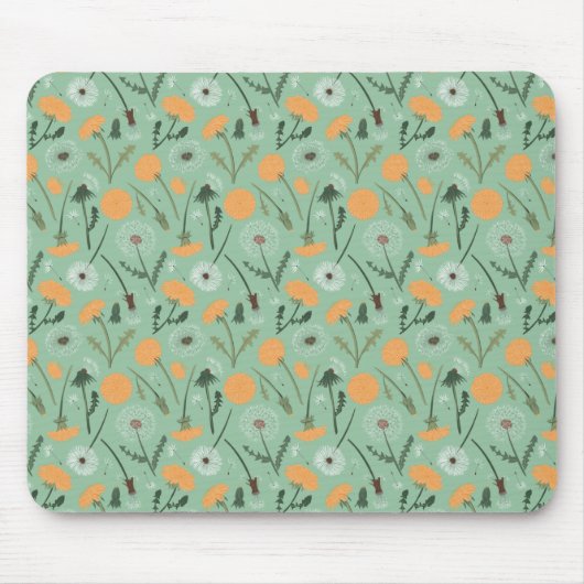Dandelion Blume Orangefarbenes Muster Mousepad (Vorne)