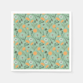 Dandelion Blume Orangefarbenes Muster Serviette