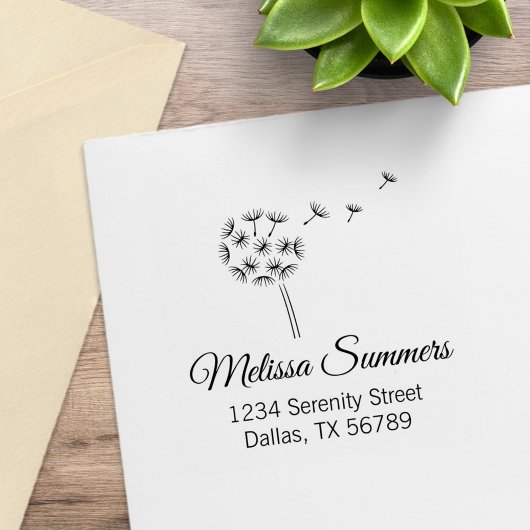 Dandelion Blume Parachutes Adresse Gummistempel