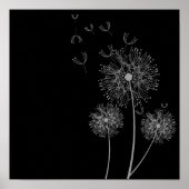 Dandelion Blume Schwarz-Weiß Poster (Vorne)