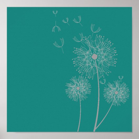 Dandelion-Blume über aquamarine Kunst Poster (Vorne)