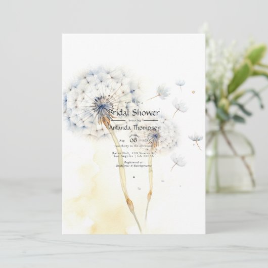 Dandelion Brautparty Einladung (Stehend Vorderseite)