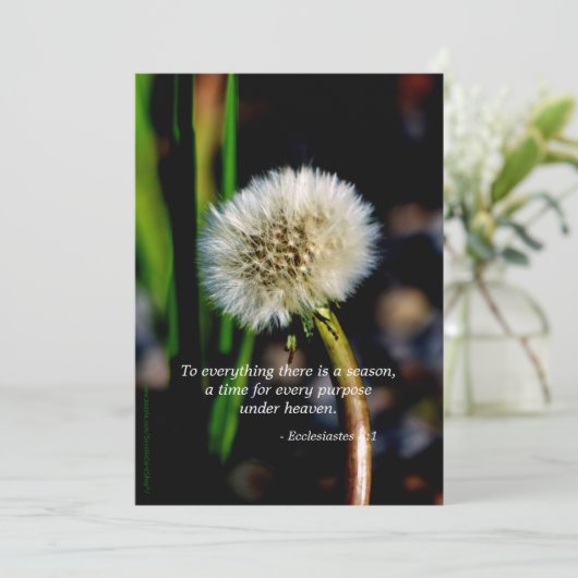 Dandelion Celebration of Life Invitation Scripture Einladung (Stehend Vorderseite)
