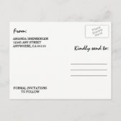 Dandelion Chalkboard Country Save the Date Cards Ankündigungspostkarte (Rückseite)