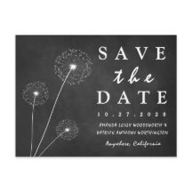 Dandelion Chalkboard Country Save the Date Cards