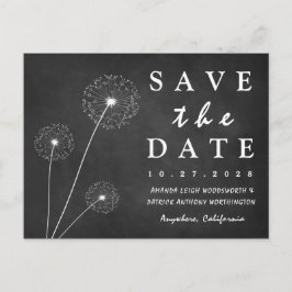 Dandelion Chalkboard Country Save the Date Cards Ankündigungspostkarte