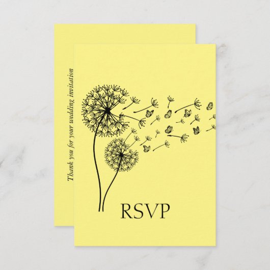 Dandelion Clock Butterfets Personalisierte UAWG RSVP Karte (Vorne/Hinten)