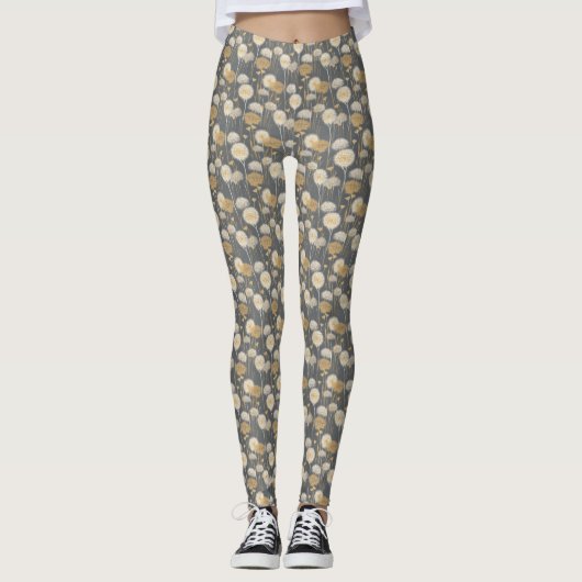 Dandelion Clock Pattern Leggings (Vorderseite)