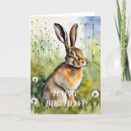 Dandelion Clocks Hare Birthday Card (editierbar) Feiertagskarte