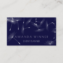 Dandelion Confetti Blue Navy White Event Visitenkarte