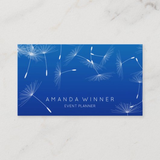 Dandelion Confetti Cobalt Blue Glam Ombre Event Visitenkarte (Vorderseite)