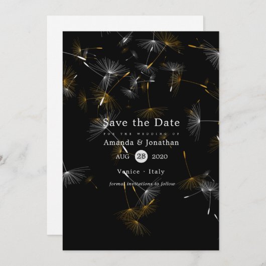 Dandelion Confetti Wedding Save The Date (Vorne/Hinten)