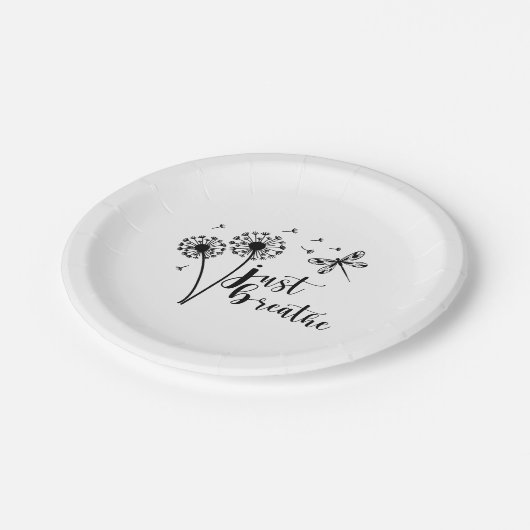 Dandelion Dragonfly Atmen Sie einfach ein Pappteller (Schrägansicht)