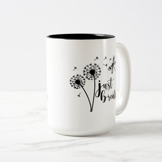 Dandelion Dragonfly Atmen Sie einfach ein Zweifarbige Tasse (VorderseiteRechts)