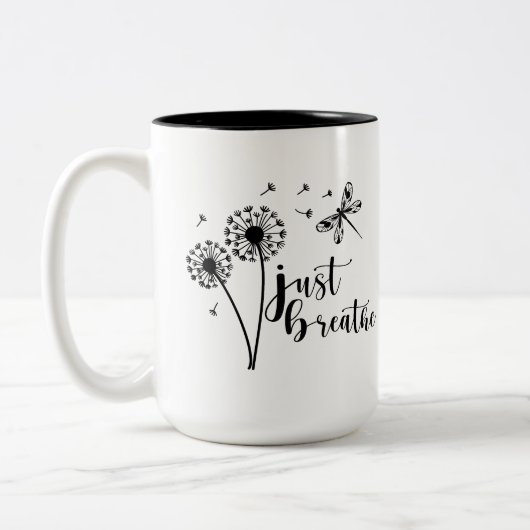 Dandelion Dragonfly Atmen Sie einfach ein Zweifarbige Tasse (Links)