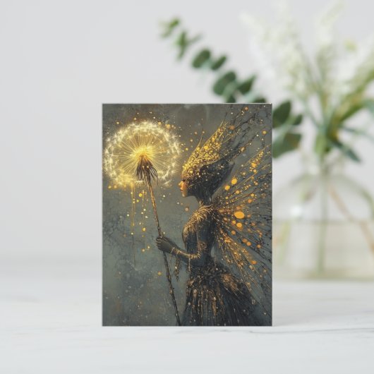 Dandelion Fairy Fantasy Postkarte (Stehend Vorderseite)