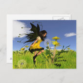 Dandelion Fairy mit Springtime Hintergrund Postkarte (Vorne/Hinten)