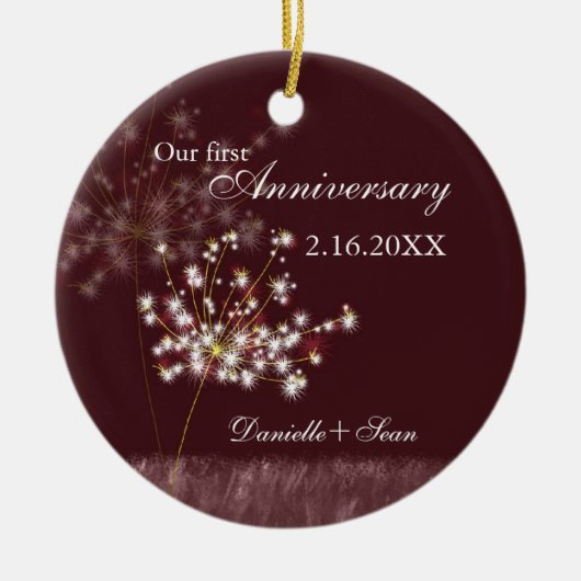 Dandelion First Wedding Anniversary Foto Keepake Keramikornament (Vorne)