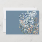 Dandelion Floral | Dusty Blue Garden Mute Wedding Einladung (Rückseite)