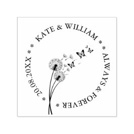 Dandelion floral Save the date Wedding Permastempel