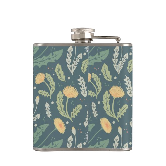 Dandelion Floral Weed Muster Flachmann (Rückseite)