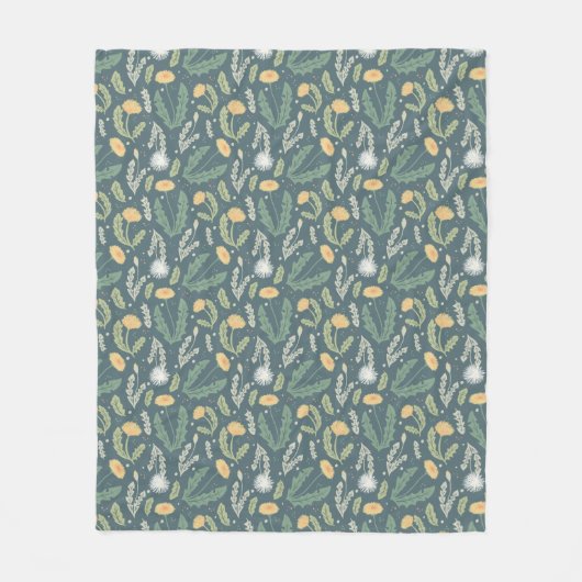 Dandelion Floral Weed Muster Fleecedecke (Vorderseite)