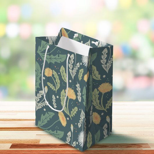 Dandelion Floral Weed Muster Mittlere Geschenktüte